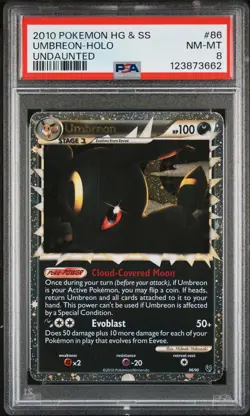2010 POKEMON HEARTGOLD & SOULSILVER UNDAUNTED #86 UMBREON-HOLO PSA 8 - Image 1