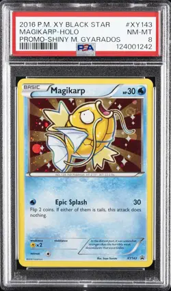 2016 POKEMON XY BLACK STAR PROMO SHINY MEGA GYARADOS #XY143 MAGIKARP-HOLO PSA 8 - Image 1
