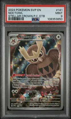 STAMPED PSA 9 NOCTOWL #141 SV BLACK STAR PROMO POKEMON CENTER ETB - Image 1