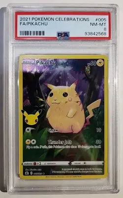 Pokemon TCG Celebrations FA Pikachu PSA 8 - Image 1