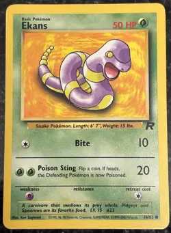 Ekans 56/82 Team Rocket Regular Common LP Vintage Pokemon Card 2000 WOTC - Image 1