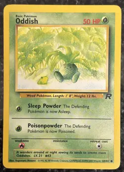 Oddish 63/82 Team Rocket Regular Common LP Vintage Pokemon Card 2000 WOTC - Image 1