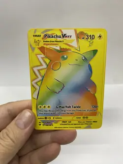 Pikachu Vmax Gold Metal Pokemon Card-Collectible Gift Display！Christmas PRETTY - Image 3
