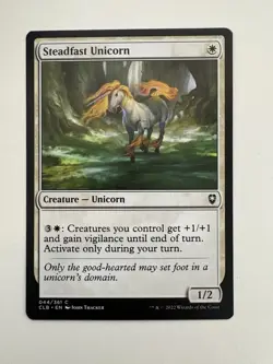 Steadfast Unicorn MTG Magic the Gathering Card NM Near Mint CLB - Image 1