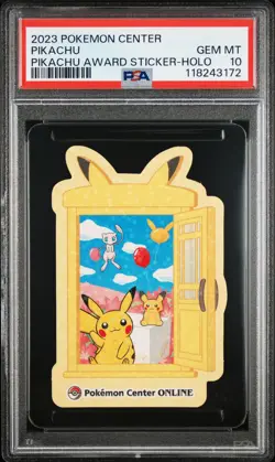2023 POKEMON CENTER PIKACHU AWARD DELIVERY! STICKER HOLO PIKACHU PSA 10 - Image 1