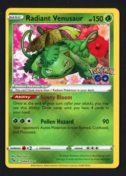 Radiant Venusaur 004/078 Pokemon GO Radiant Rare Pokemon TCG - Image 1
