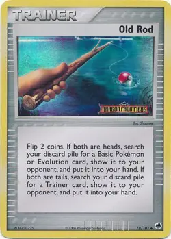 Pokemon Card - Dragon Frontiers 78/101 - OLD ROD (REVERSE holo-foil) - NM/Mint - Image 1