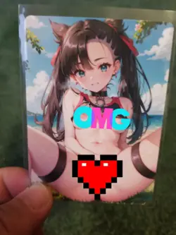SPORTY BRUNETTE BABE WAIFU ANIME CARD - Image 1