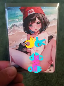 BRUNETTE GIRL NICE WAIFU ANIME CARD - Image 1