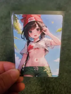 BRUNETTE GIRL NICE WAIFU ANIME CARD - Image 2