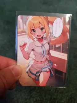 CUTE SWEET BLONDE GIRL WAIFU ANIME CARD - Image 2