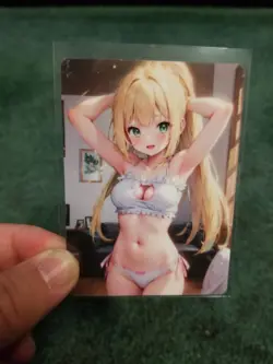 BEAUTIFUL BLONDE BABY WAIFU ANIME CARD - Image 2