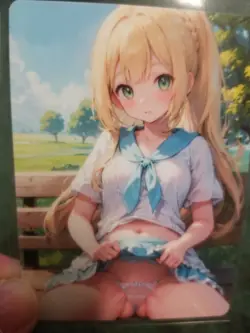 CUTE BLONDE BABE WAIFU ANIME CARD - Image 3