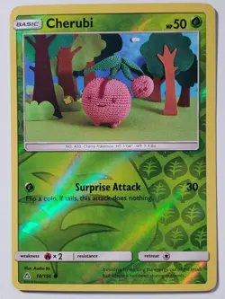 REVERSE HOLO Cherubi 10/156 VLP - Asako Ito Crocheted Ultra Prism Pokemon Card - Image 1