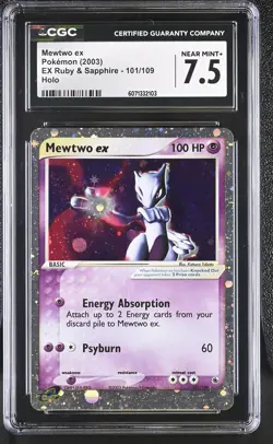 CGC 7.5 Mewtwo ex 2003 EX Ruby & Sapphire 101/109 Holo Pokemon Card - Image 1