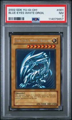 2002 YU-GI-OH! STARTER DECK: KAIBA #001 BLUE-EYES WHITE DRAGON PSA 7 - Image 1