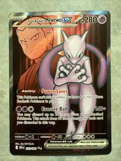Team Rocket’s Mewtwo EX 213/182 Full Art Destined Rivals Card Pokemon TCG - Image 1