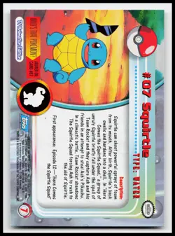 Squirtle #07 Blue Logo Topps Holo Foil Pokemon TV Animation Card - Image 2