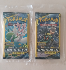 Pokemon Sun & Moon Unbroken Bonds Sealed 3 Card Pack Complete Art Set Of 4 - Image 1