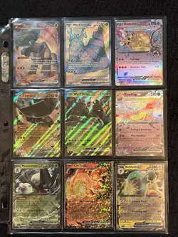 Pokemon Card Binder Page Lot: Paldea Evolved Ex And Cosmos Holo Promos 18 Cards - Image 1