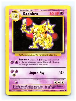 💥 Kadabra # 32/102 Base Set Non Holo Foil Pokemon 1999 Vintage Card - Image 1