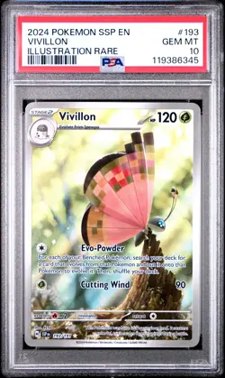 2024 POKEMON SSP EN-SURGING SPARKS ILLUSTRATION RARE #193 VIVILLON PSA 10 - Image 1