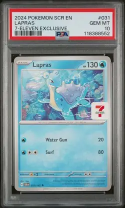 *Low Pop* PSA 10 Lapras 031 Pokemon Scr En Stellar Crown 2024 7 Eleven Exclusive - Image 1