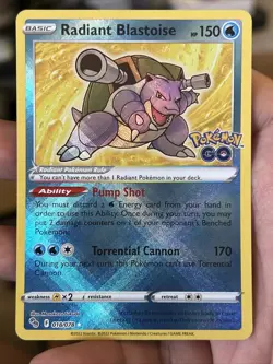 2022 Pokemon TCG Pokemon Go Radiant Blastoise 018/078 Shiny Holo Rare - NM - Image 1