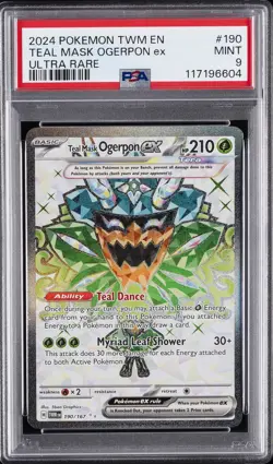 2024 POKEMON TWM EN-TWILIGHT MASQUERADE ULTRA RARE TEAL MASK OGERPON EX PSA 9 - Image 1