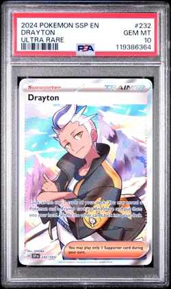2024 POKEMON SSP EN-SURGING SPARKS ULTRA RARE #232 DRAYTON PSA 10 - Image 1