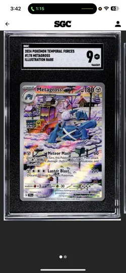 🔥SGC 9 2024 Pokemon -Metagross 178/162 - Temporal Forces Illustration Rare! SGC - Image 1