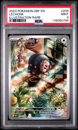 2023 POKEMON OBF EN-OBSIDIAN FLAMES ILLUSTRATION RARE #209 LECHONK PSA 9 - Image 1