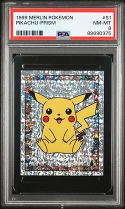 1999 Merlin Pokemon #S1 Pikachu Prism PSA 8 NM-MT - Image 1