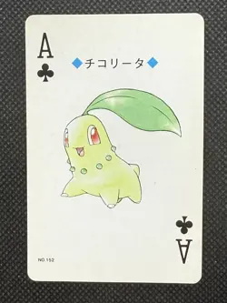 Pokemon Chikorita Ace of Clubs 152 Silver Deck Lugia Playing Card Poker - Image 1