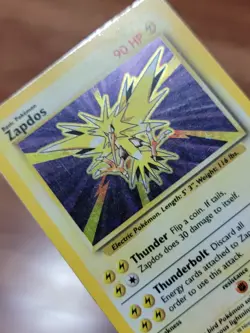 Pokemon Card Unlimited Edition Holo Rare Base Set 1999 Zapdos 16/102 PL! - Image 2