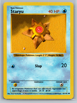 Pokemon Card Shadowless Staryu Base Set 65/102 MODERATELY PLAYED Non-Holo TCG MP - Image 1