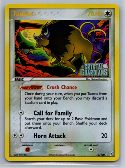 Pokemon Card - Tauros (12/100) EX Crystal Guardians Stamped - Reverse Holo MP - Image 1