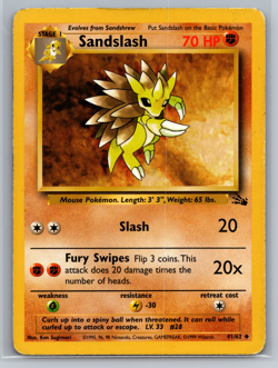 Pokemon TCG Sandslash Fossil 41/62 Regular Unlimited Uncommon Card WOTC MP - Image 1