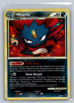 Pokemon Card - Weavile Undaunted 25/90 Reverse Holo MP - Image 1