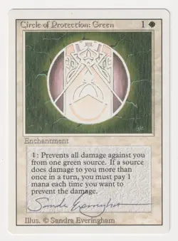 Signed Circle of Protection: Green LP Revised Artist Sandra Everingham MTG Magic - Image 1