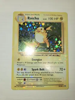 RARE EXTREME HOLO BLEED Raichu 36/108 Pokemon XY Evolutions 2016 Holo Rare LP/NM - Image 1