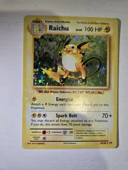 RARE EXTREME HOLO BLEED Raichu 36/108 Pokemon XY Evolutions 2016 Holo Rare LP/NM - Image 2