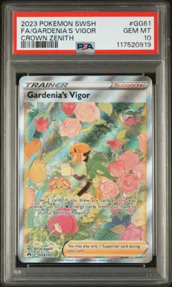 2023 POKEMON SWORD & SHIELD CROWN ZENITH #GG61 FULL ART/GARDENIA'S VIGOR PSA 10 - Image 1