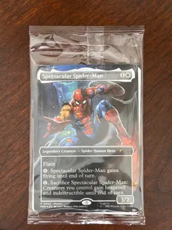 Magic the Gathering Spectacular Spider-Man Card Marvel Legends Battle Damage New - Image 1