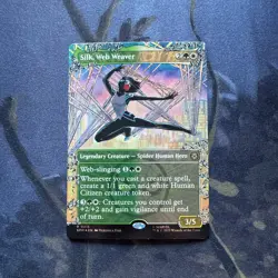 MtG FOIL Silk, Web Weaver Borderless Marvel's Spider-Man MAGIC THE GATHERING 215 - Image 1