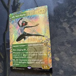 MtG FOIL Silk, Web Weaver Borderless Marvel's Spider-Man MAGIC THE GATHERING 215 - Image 2