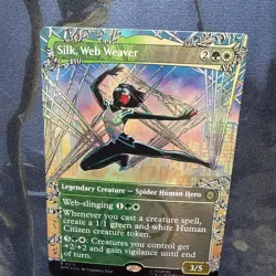 MtG FOIL Silk, Web Weaver Borderless Marvel's Spider-Man MAGIC THE GATHERING 215 - Image 4