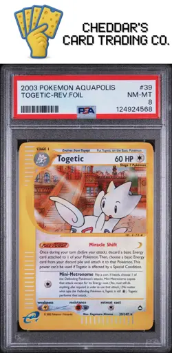 2003 Pokemon Aquapolis Togetic-Rev.Foil #39 PSA 8 (New Cert!) - Image 1