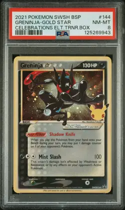 2021 POKEMON SWSH BLACK STAR PROMO #144 GRENINJA-GOLD STAR PSA 8 - Image 1