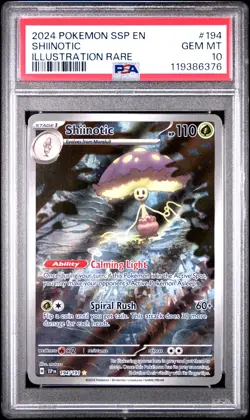2024 POKEMON SSP EN-SURGING SPARKS ILLUSTRATION RARE #194 SHIINOTIC PSA 10 - Image 1
